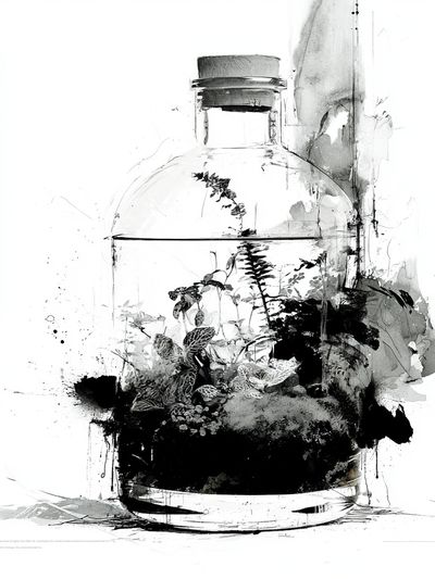 Botanical Bottle Ink Poster. poster