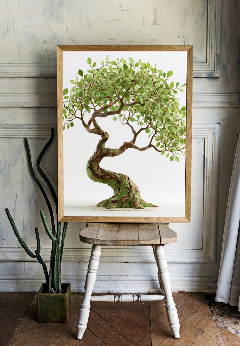 Bonsai Tree Illustration Poster. — room view 1