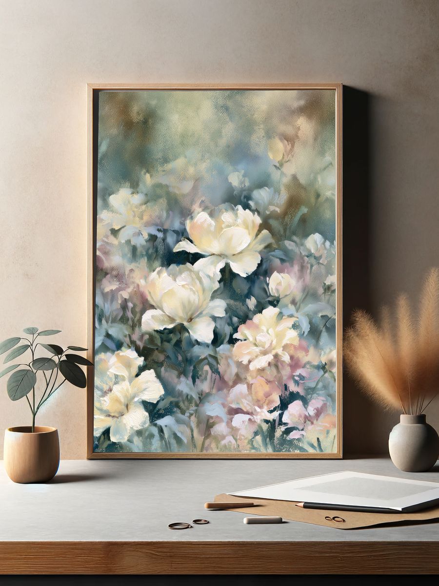 Pastel Peonies Floral Print. — room view 2
