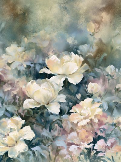 Pastel Peonies Floral Print. poster