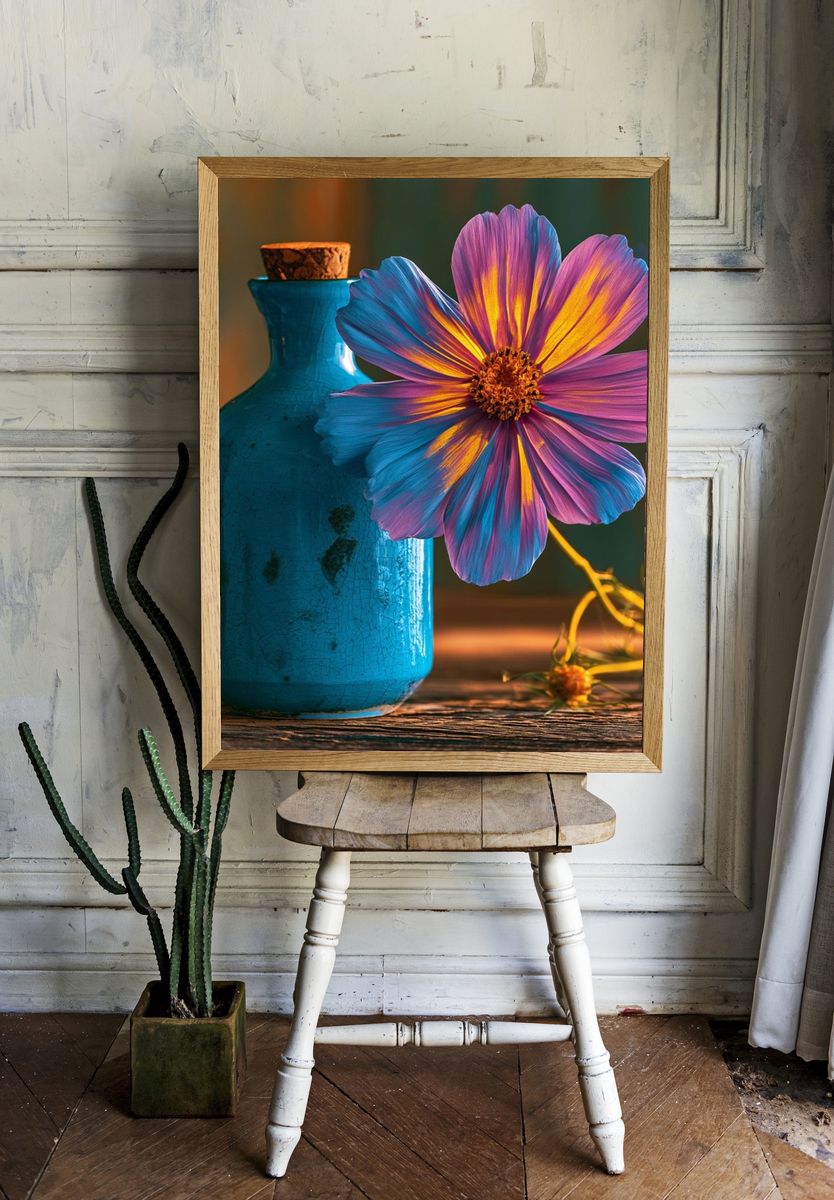 Cosmic Cosmos Flower Still Life Poster. — room view 1