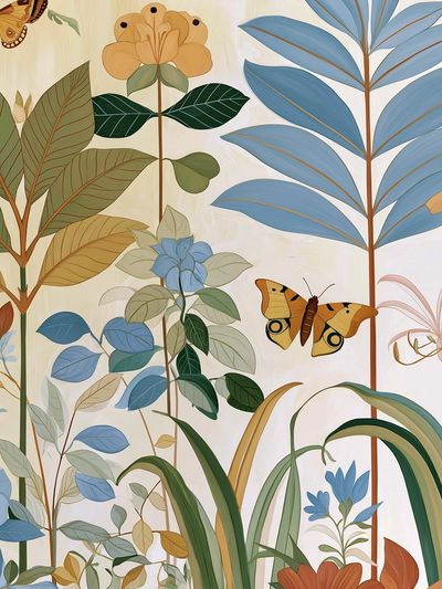 Botanical Butterfly Garden Illustration Poster. poster