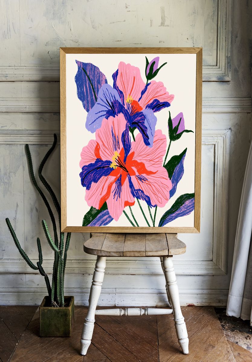 Bold Hibiscus Floral Print. — room view 1