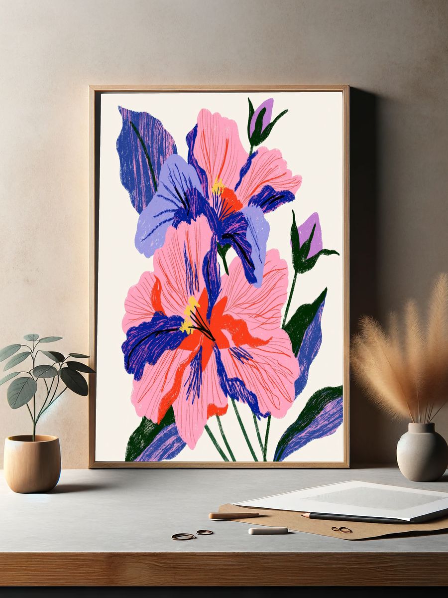 Bold Hibiscus Floral Print. — room view 2