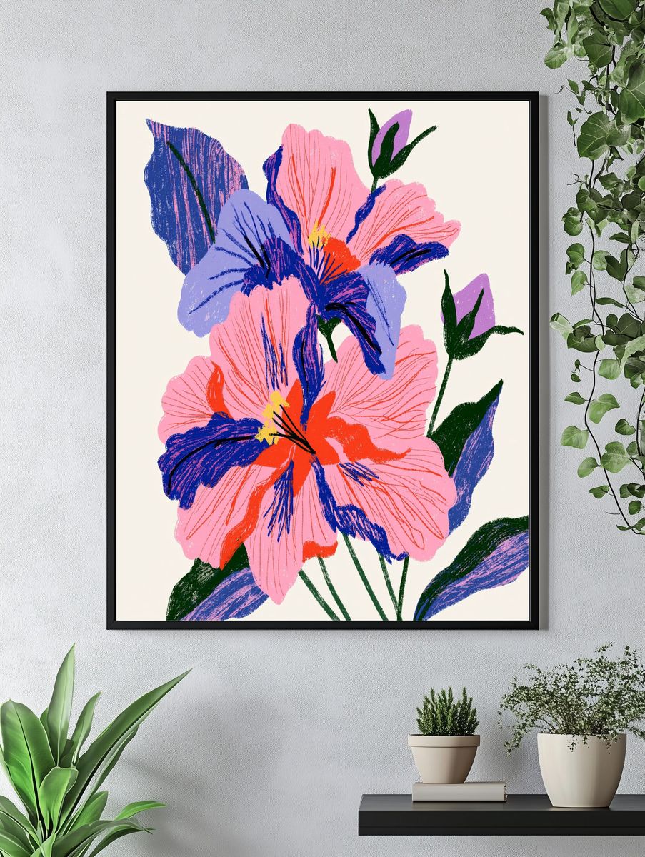 Bold Hibiscus Floral Print. — room view 4