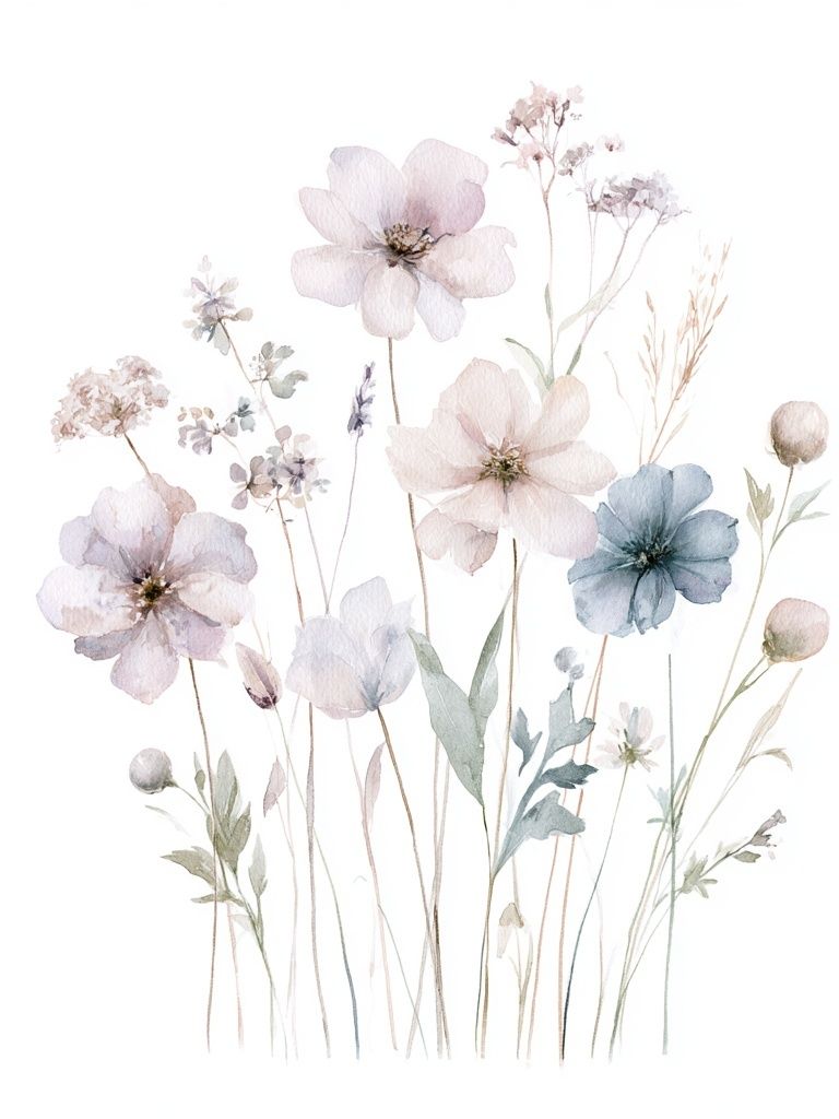Pastel Wildflower Bouquet Print. poster — botanical art