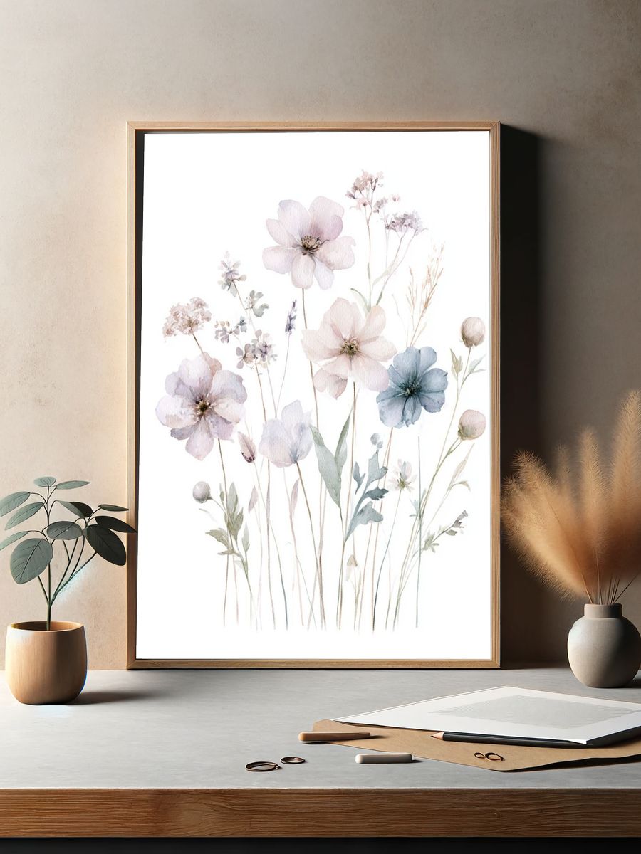 Pastel Wildflower Bouquet Print. — room view 2