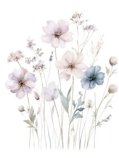 Pastel Wildflower Bouquet Print. poster