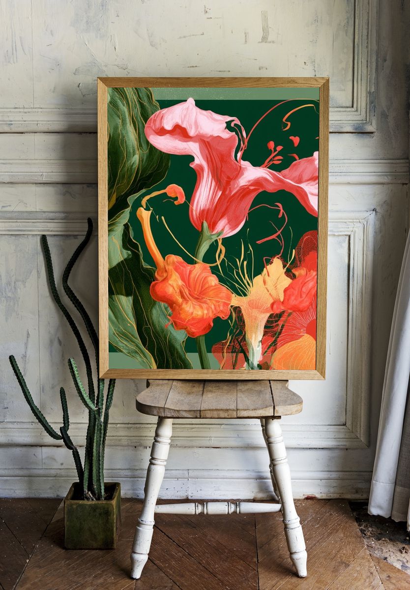 Tropical Floral Botanical Print. — room view 1