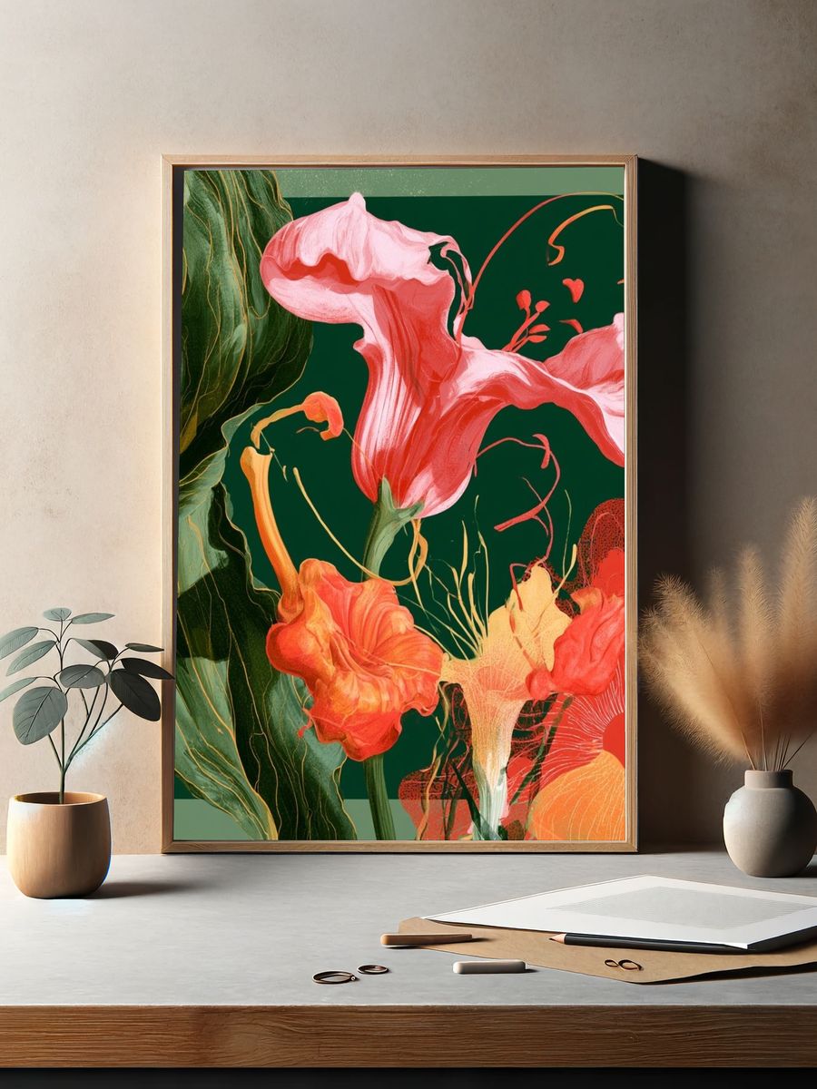 Tropical Floral Botanical Print. — room view 2