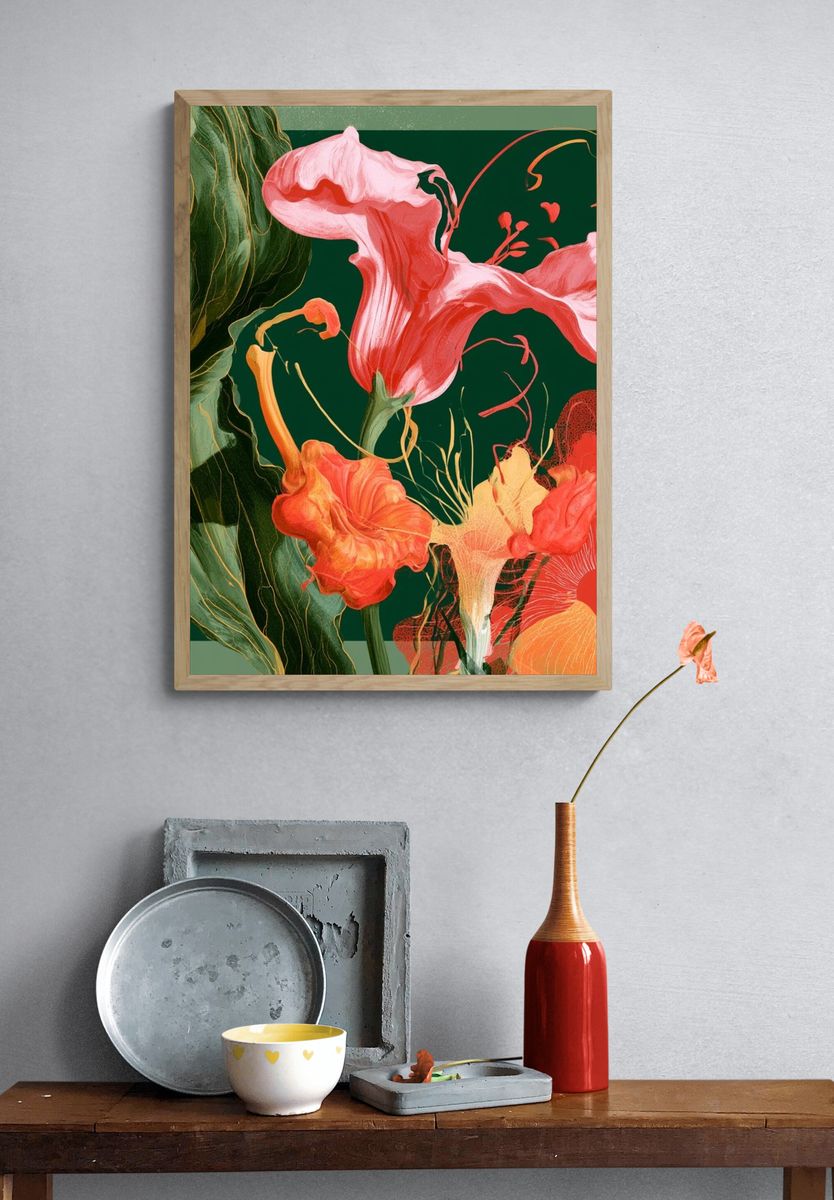 Tropical Floral Botanical Print. — room view 3