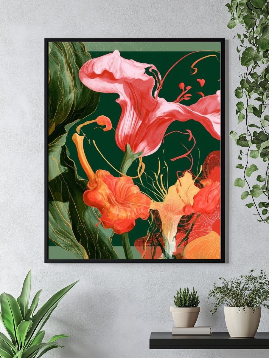Tropical Floral Botanical Print. — room view 4