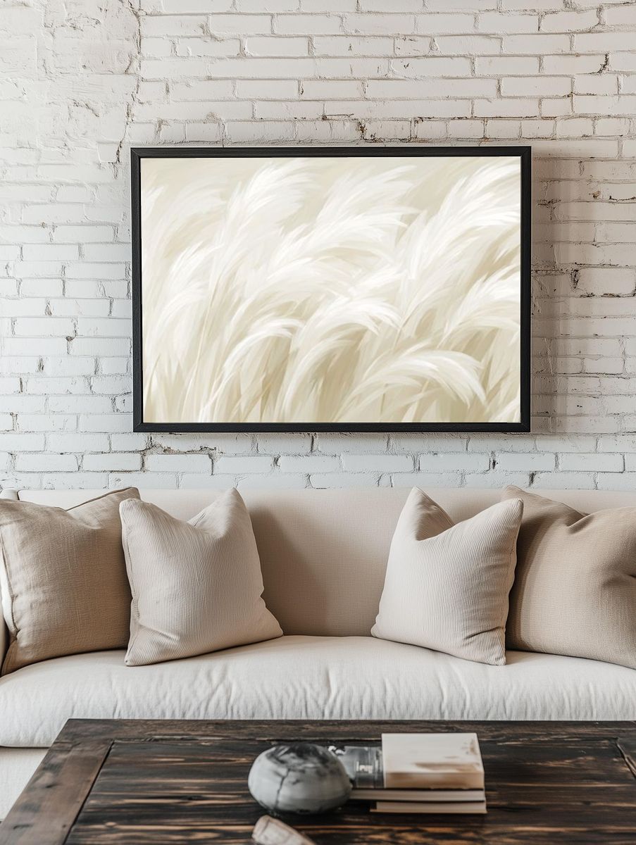 Soft Pampas Grass Botanical Print. room preview