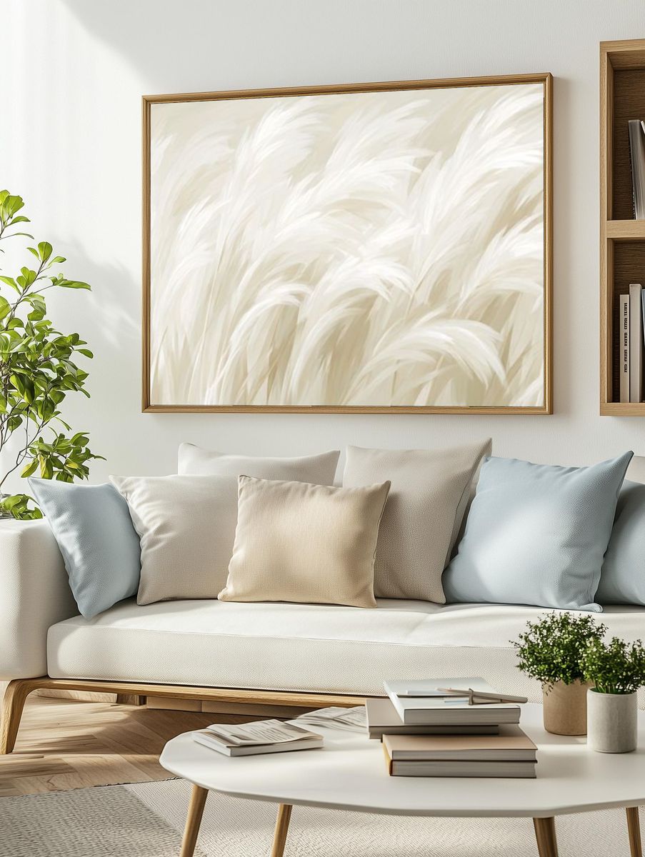 Soft Pampas Grass Botanical Print. — room view 2