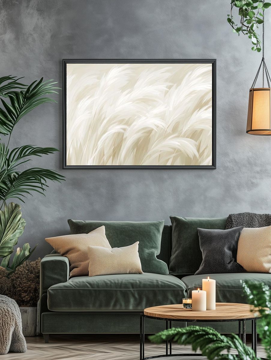 Soft Pampas Grass Botanical Print. — room view 4