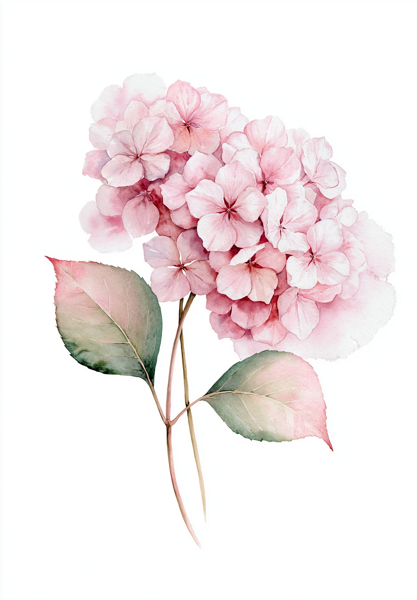 Pink Hydrangea Watercolor Print. poster detail