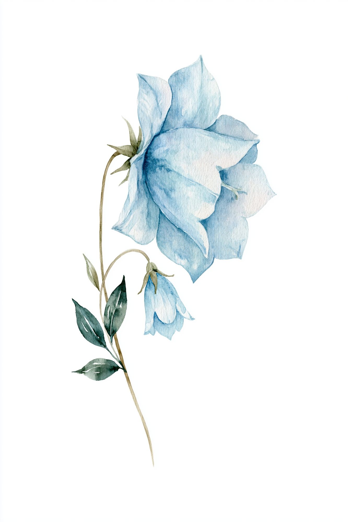 Blue Bellflower Watercolor Print. poster — botanical art