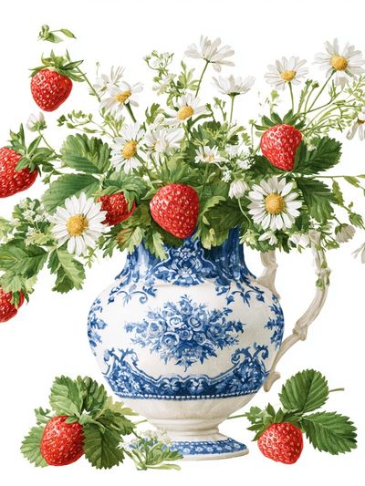 Strawberry Bouquet Watercolor Print.