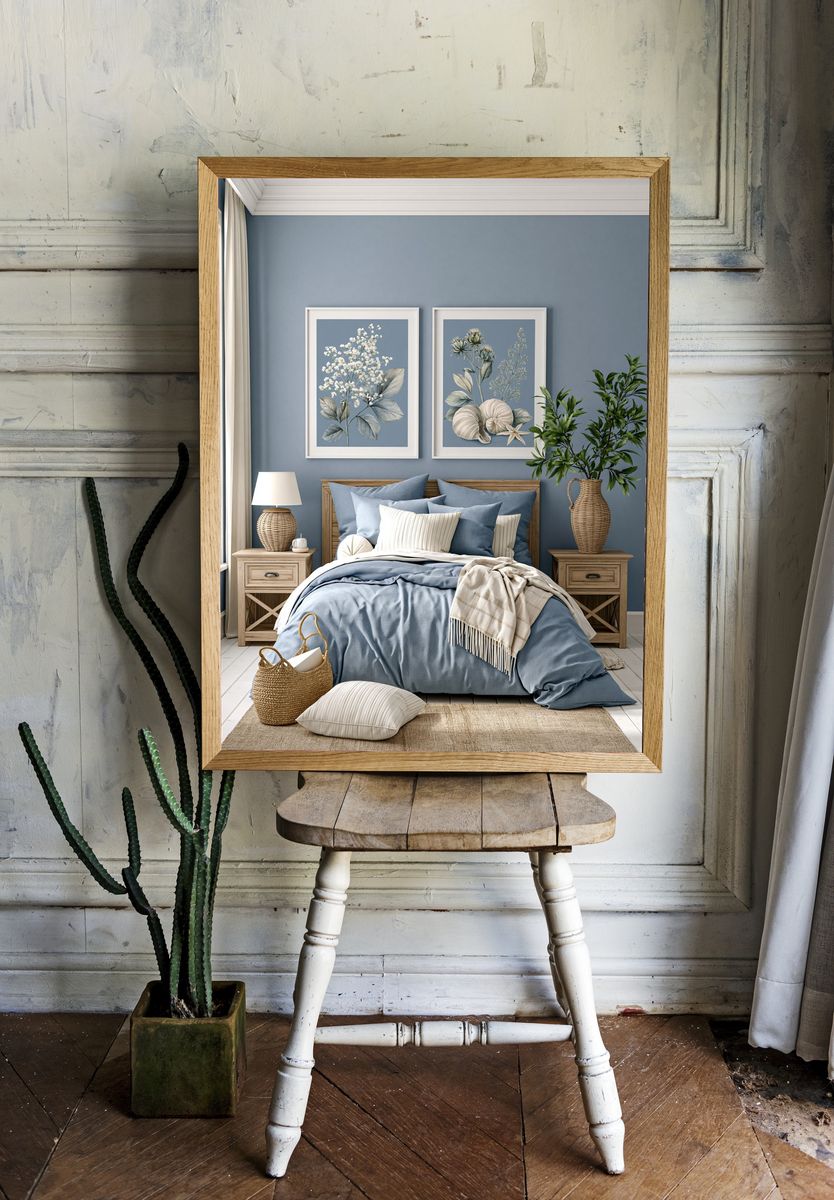 Blue Botanical Still Life Poster. — room view 1