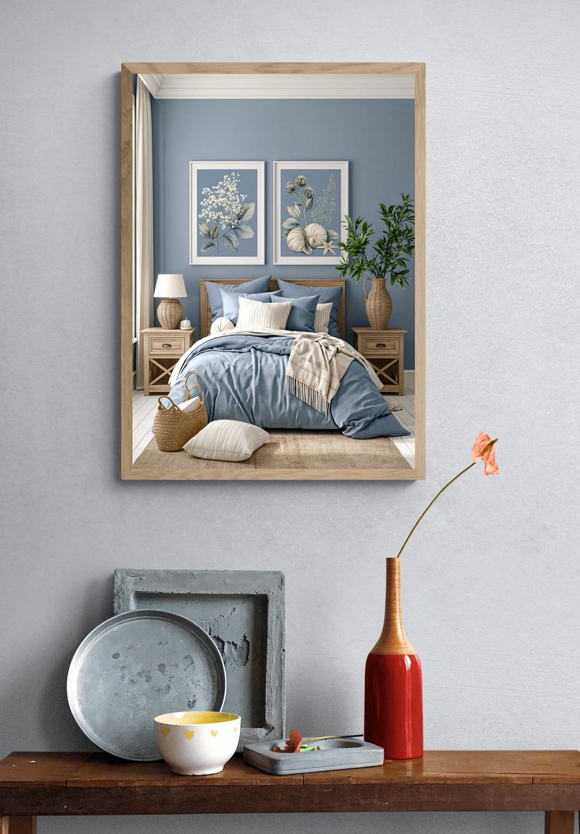 Blue Botanical Still Life Poster. — room view 3