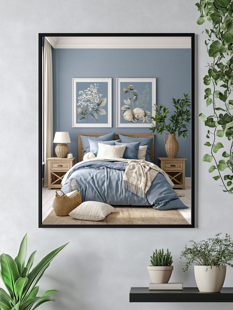 Blue Botanical Still Life Poster. — room view 4