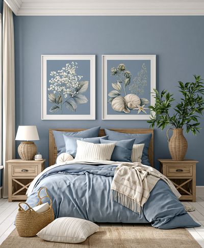 Blue Botanical Still Life Poster.