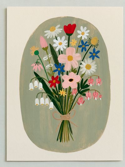 Wildflower Bouquet Illustration Poster.
