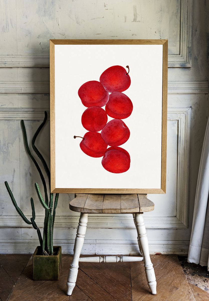 Vintage plums illustration. — room view 1