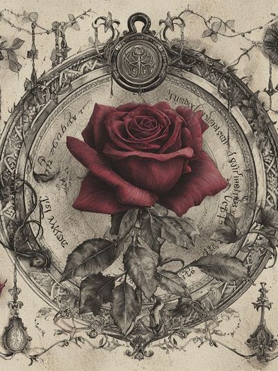 Crimson Rose Vintage Print. poster print