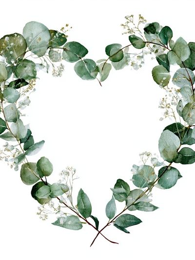 Eucalyptus Heart Wreath Print.