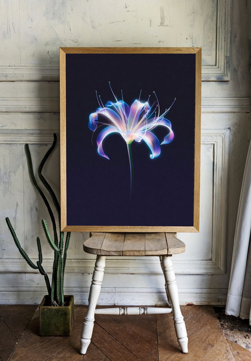 Neon Lily Bloom Print room preview