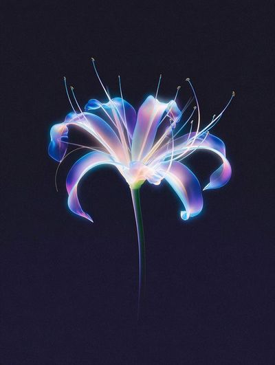 Neon Lily Bloom Print. poster