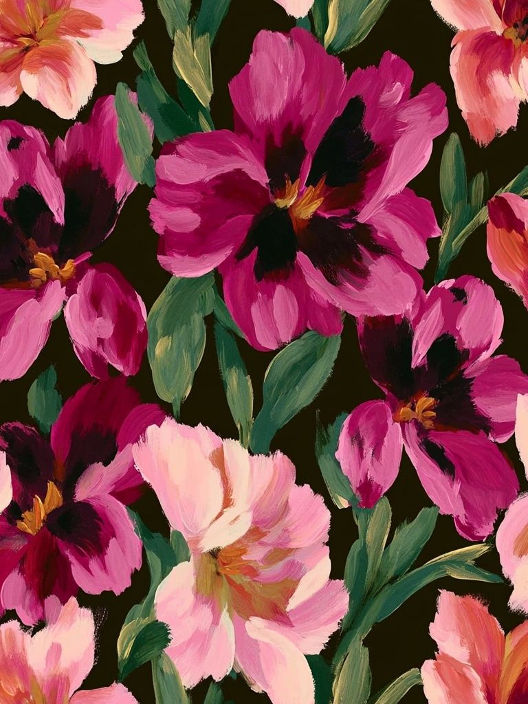 Pink Floral Garden Illustration Poster. poster detail