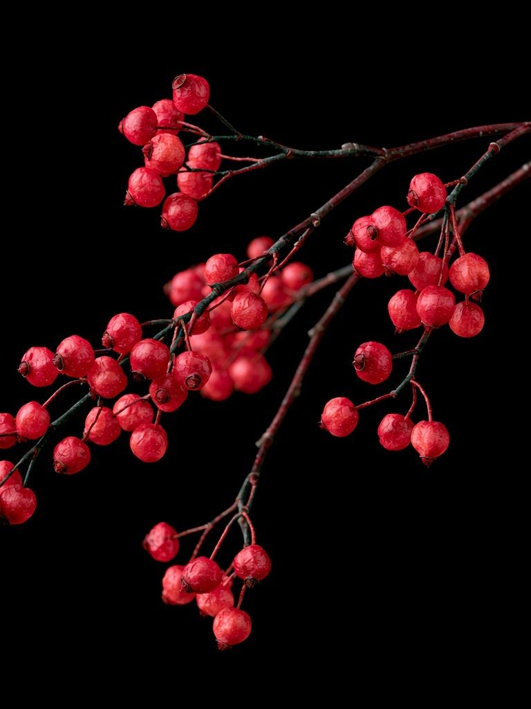 Red Berry Branch Botanical Print. poster — botanical art