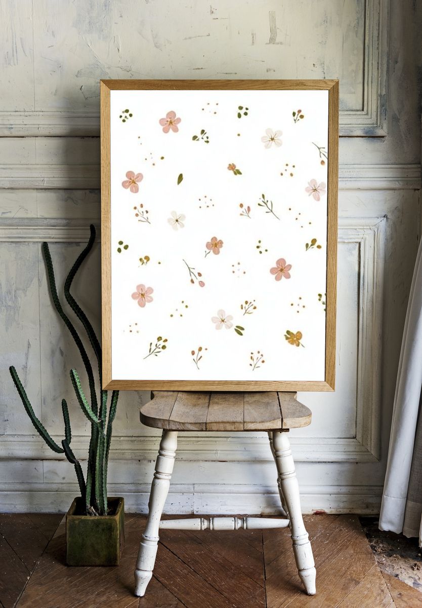 Pastel Wildflower Pattern Print. room preview