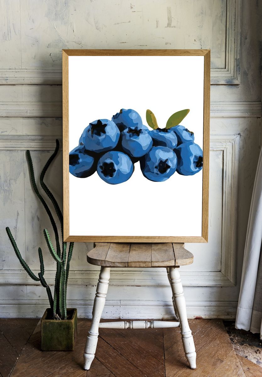 Blueberries Watercolor Print. — room view 1