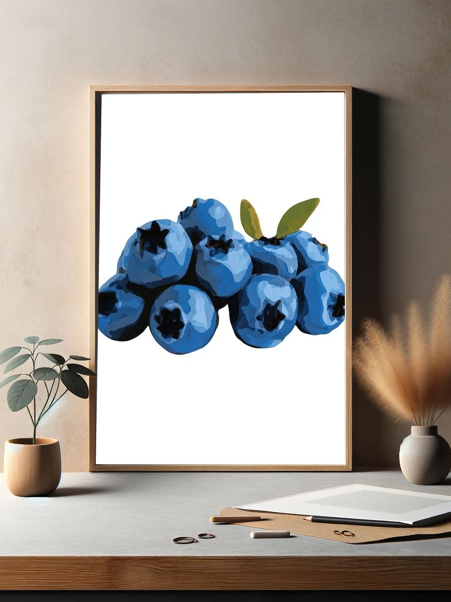 Blueberries Watercolor Print. — room view 2