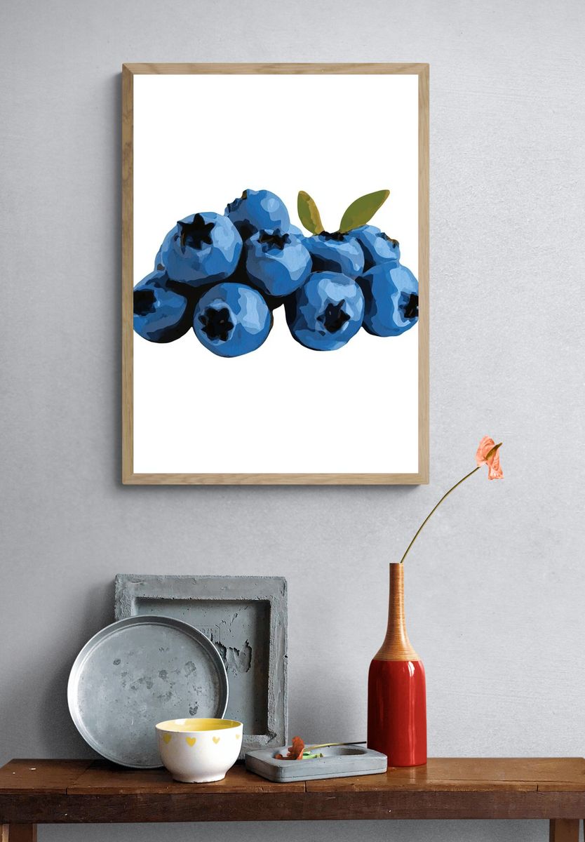 Blueberries Watercolor Print. — room view 3