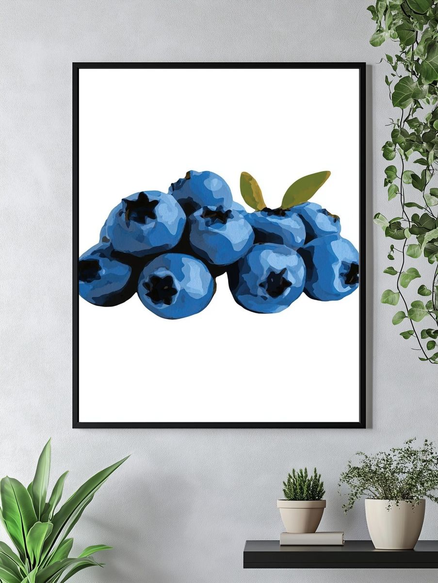 Blueberries Watercolor Print. — room view 4