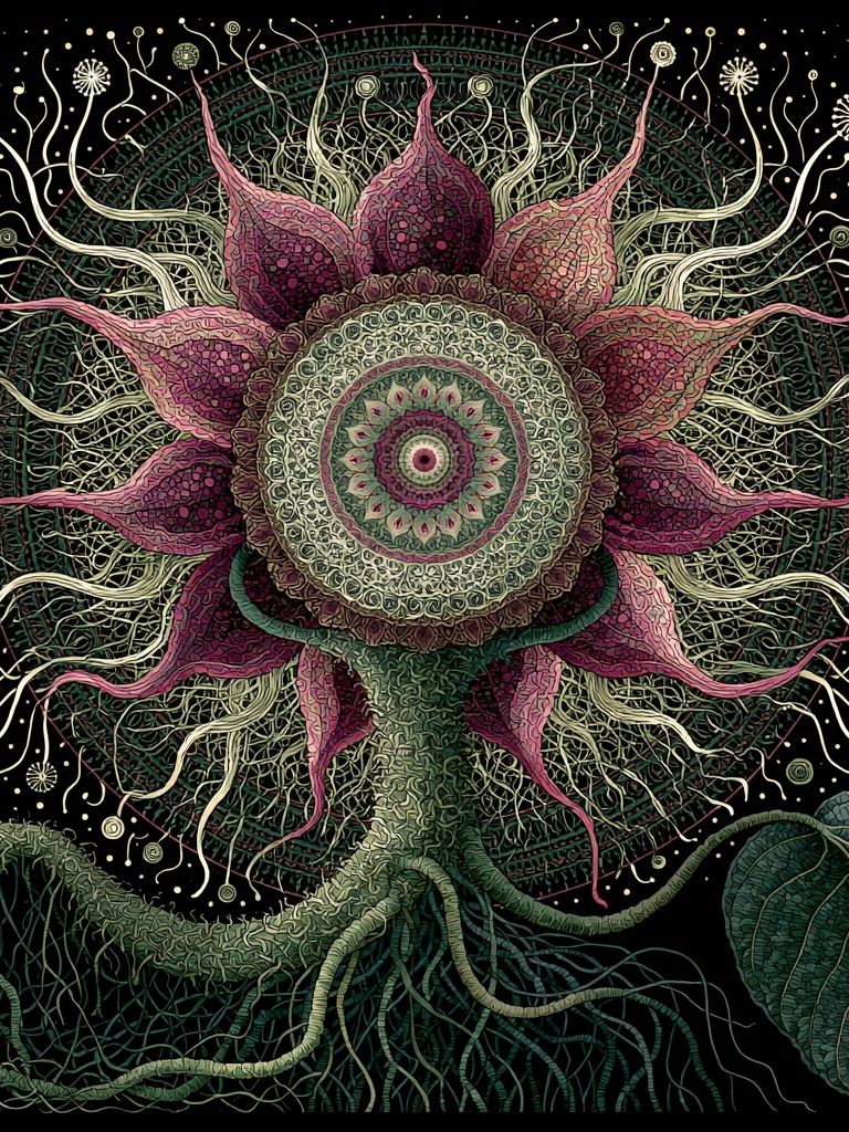 Mystic Flower Mandala Illustration Poster. poster — botanical art
