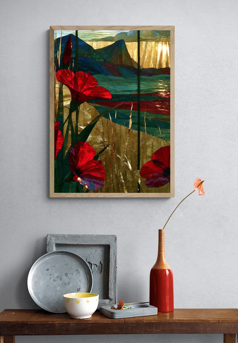 Peacock Garden Botanical Print. — room view 3