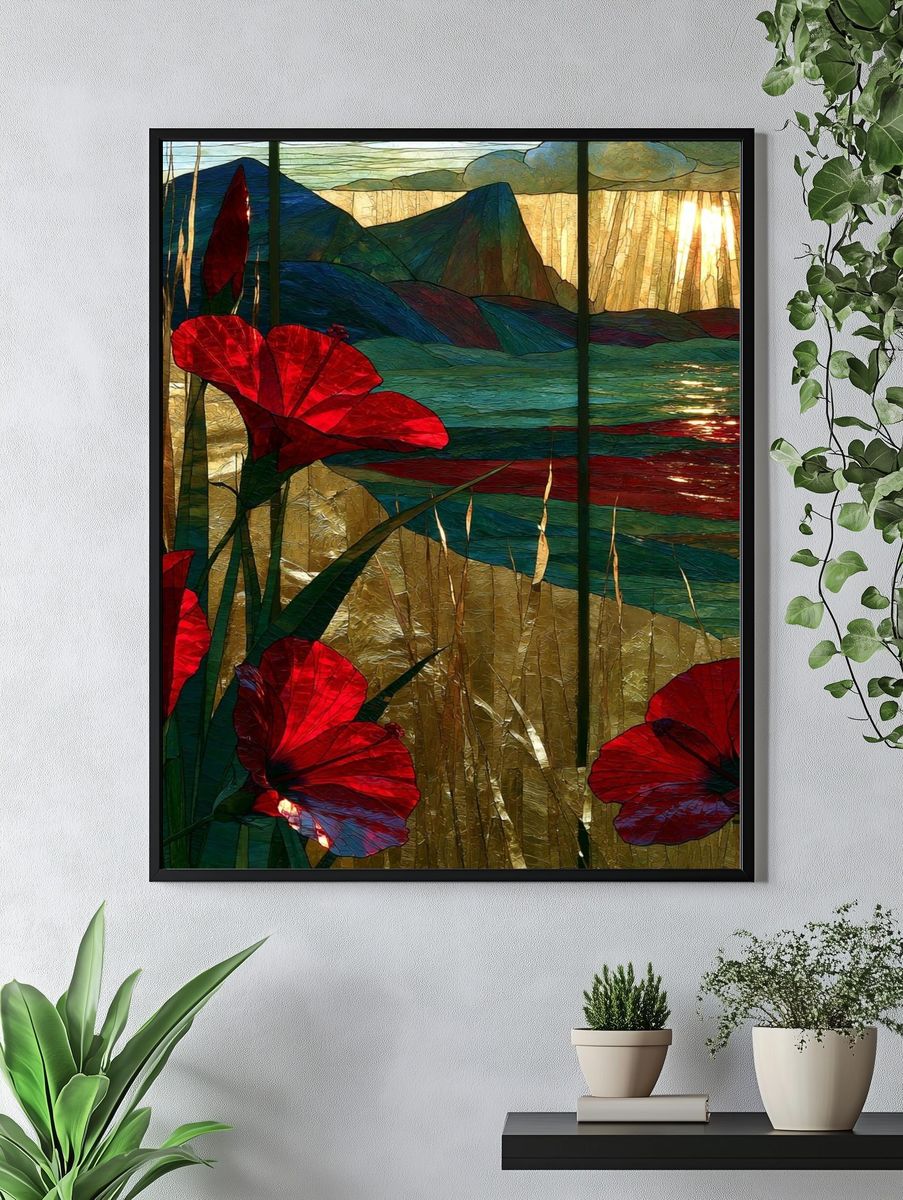Peacock Garden Botanical Print. — room view 4