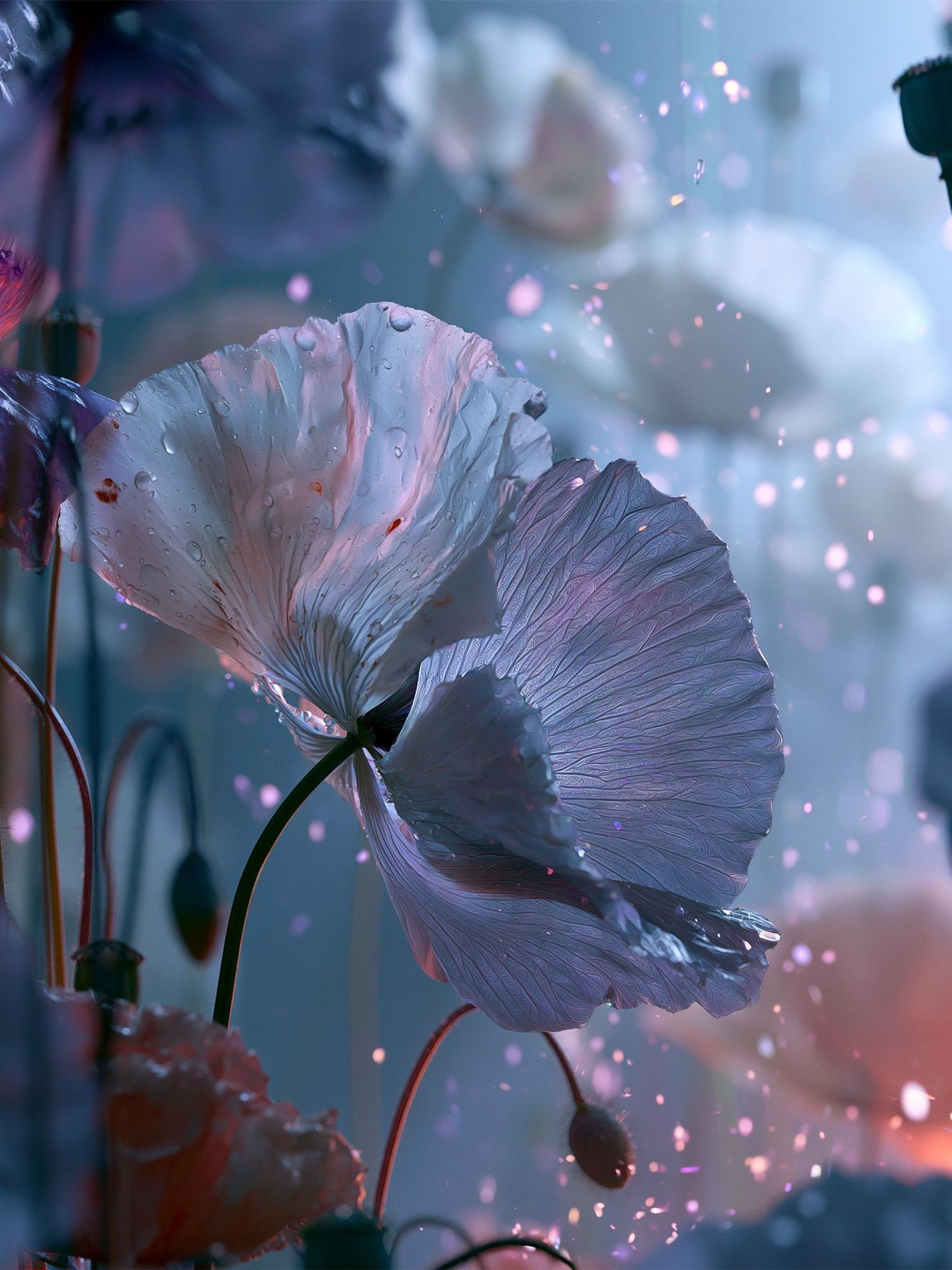 Dreamy Poppy Bloom Illustration Poster. poster detail