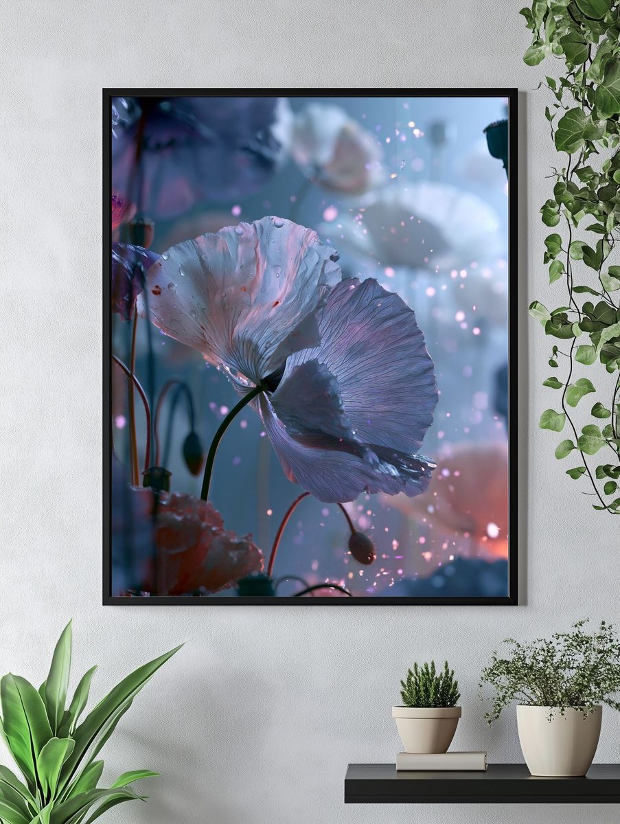 Dreamy Poppy Bloom Illustration Poster. — room view 4