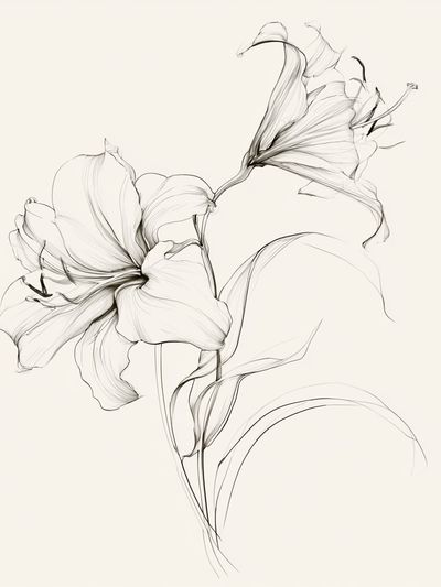 Elegant Lily Line Art Poster. poster