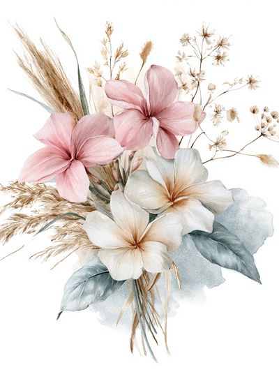Pastel Floral Bouquet Watercolor Print. poster