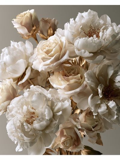 Cream Peonies Botanical Poster. poster