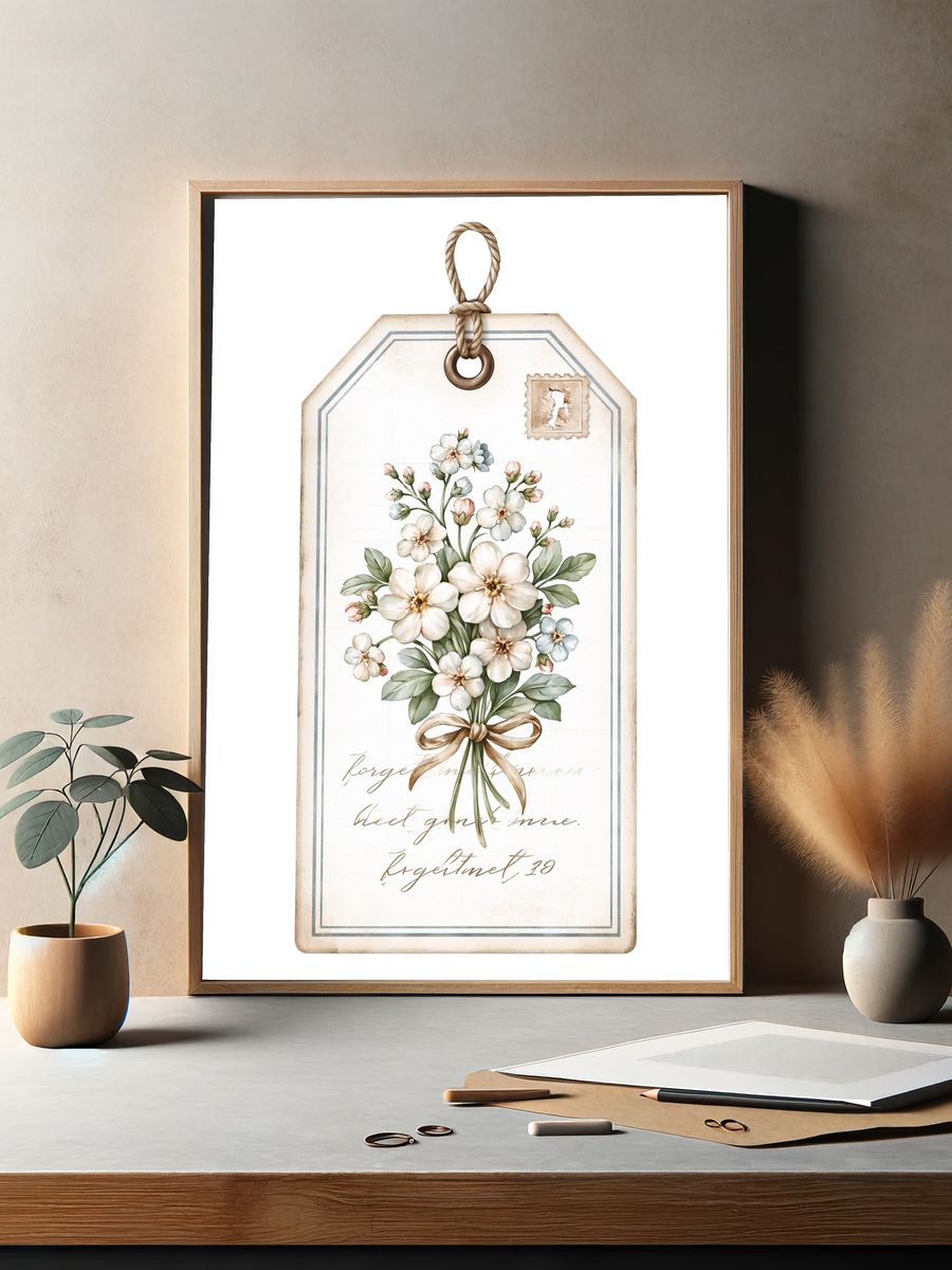 Vintage Floral Tag Poster. — room view 2