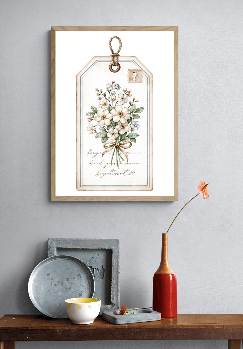Vintage Floral Tag Poster. — room view 3