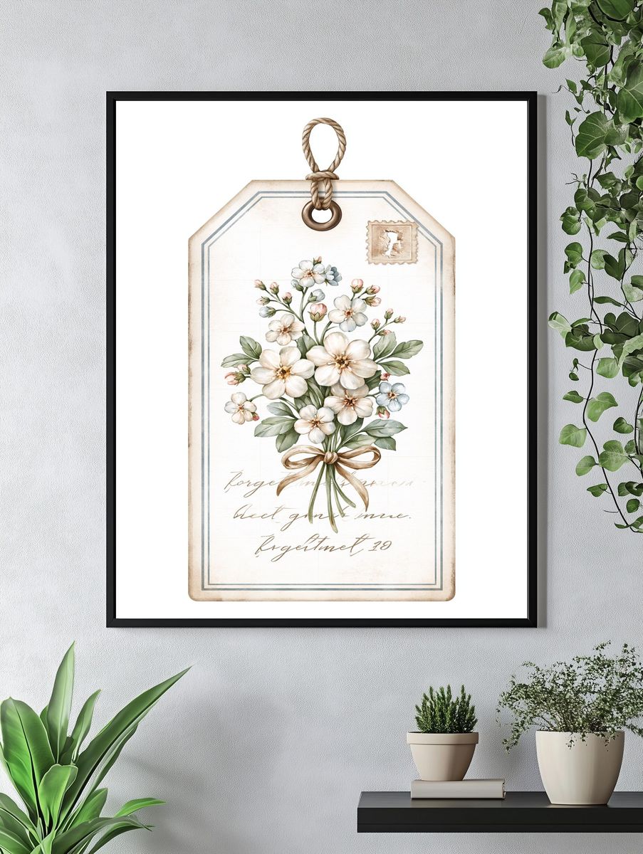 Vintage Floral Tag Poster. — room view 4